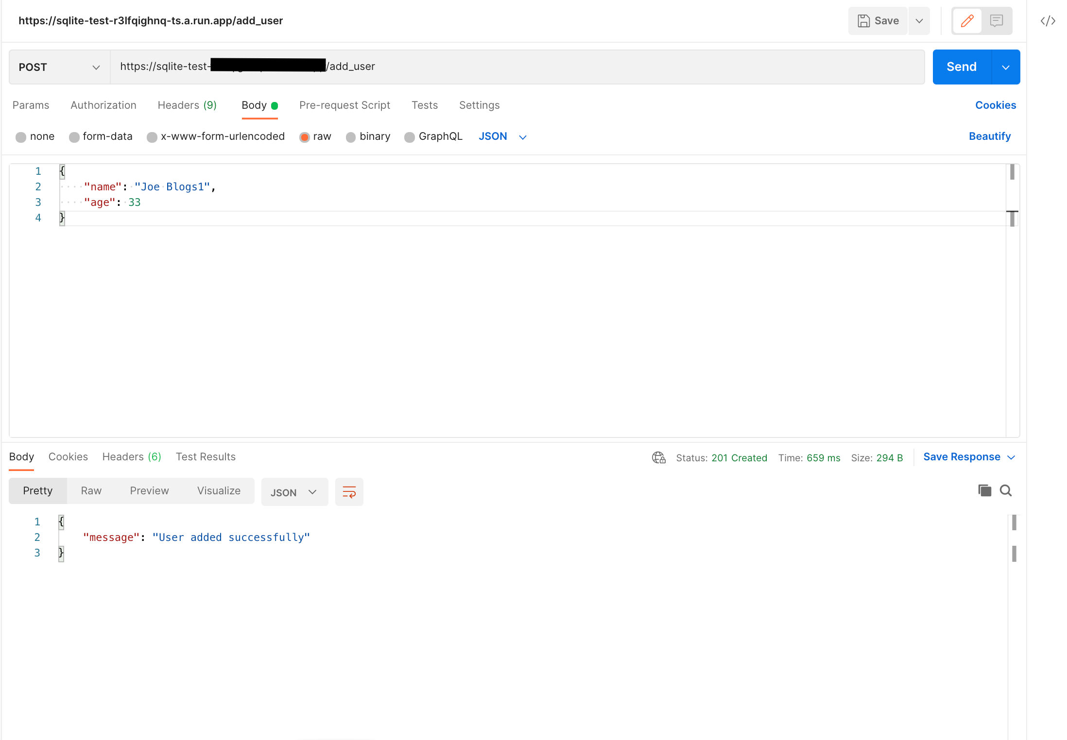 Adding a user using the Cloud Run service