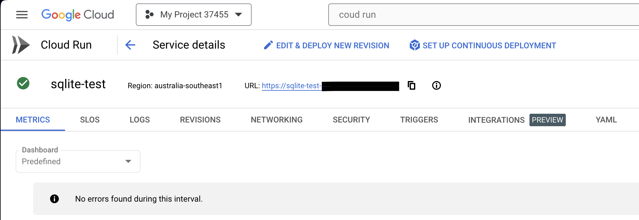 The service in the Cloud Console