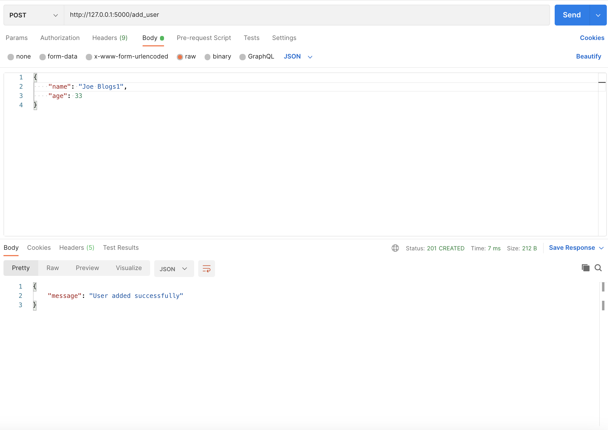 Adding user using Postman