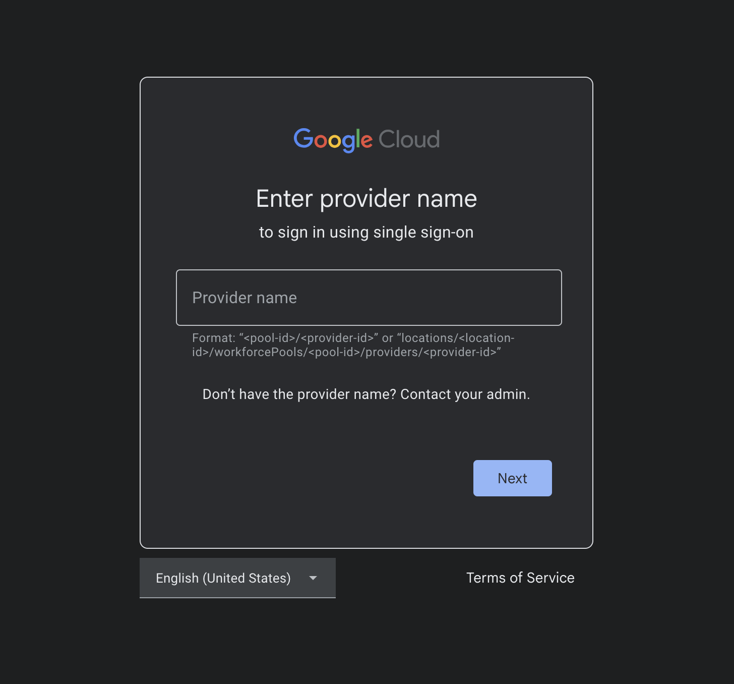 Federated Google Cloud Console